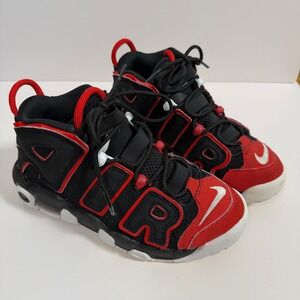 Nike Air More Uptempo GS Black Red White Sneakers 415082-006 Kids 4Y